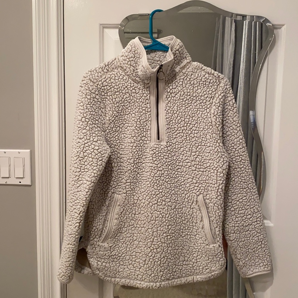 White Fluffy Quarter Zip
